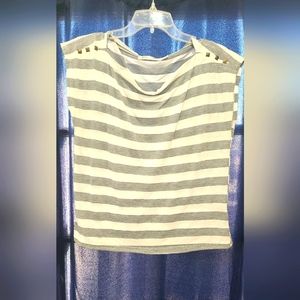 Liberty Love Womens / Juniors Gray/White striped top Size Lg